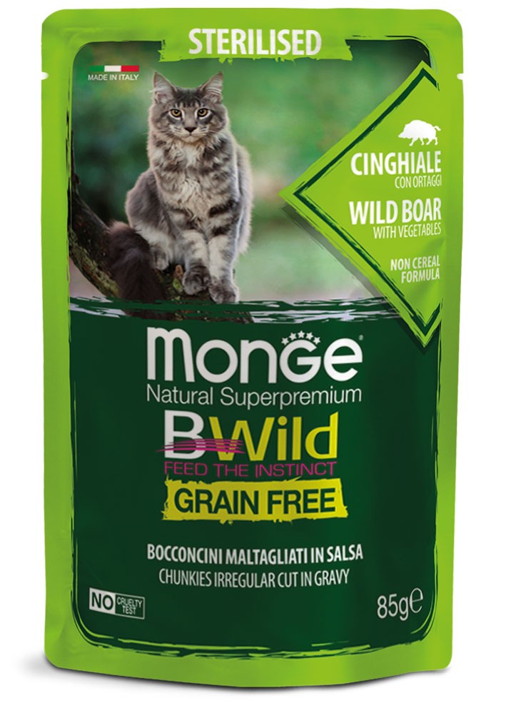 Monge BW cat sos ster.divlja svinja 85g